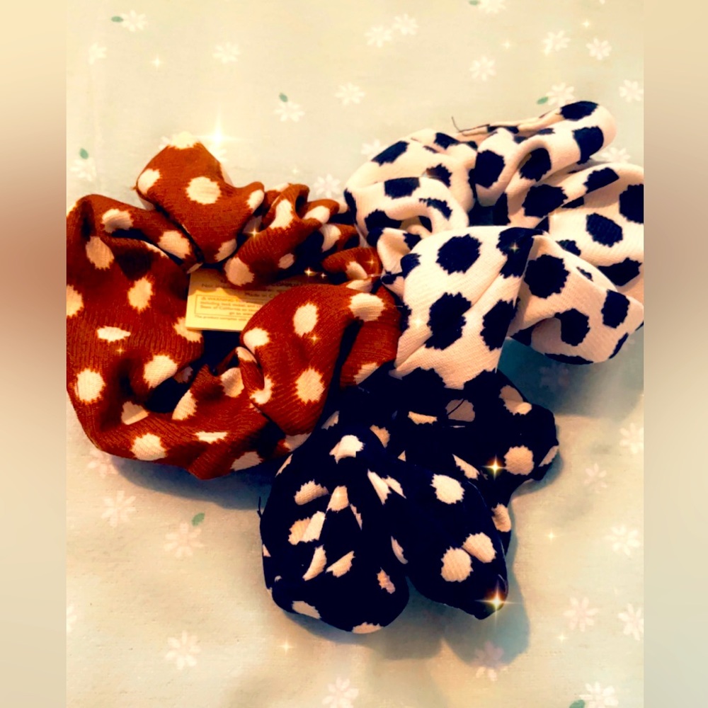 Brand New Leopard Print Scrunchy Hair Tie Assorted Set❤️Of Three - Picture 3 of 5